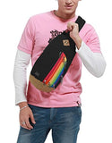 FakeFace Unisex Multipurpose Rainbow Zipper Casual Sport Travel Shoulder Cross Body Bag Sling