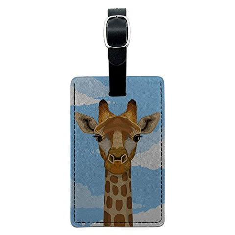 Graphics & More Giraffe In Sky-Safari Animal Leather Luggage Id Tag Suitcase Carry-On, Black
