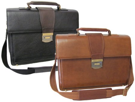 AmeriLeather Two-Tone Charisma Laptop Briefcase (Brown)