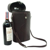 Piel Leather Double Deluxe Wine Carrier, Chocolate, One Size