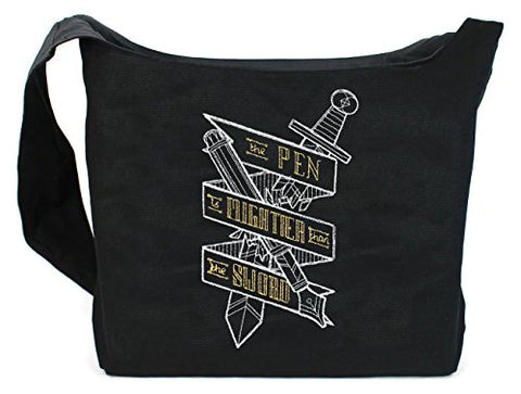 Dancing Participle The Pen Is Mightier Than The Sword Embroidered Sling Bag