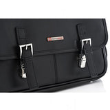 Alpine Swiss Leather Briefcase Dressy Double Buckle Flap-Over Black