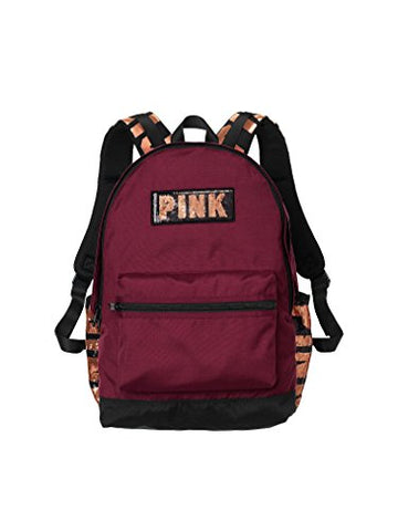 Victoria'S Secret Pink Campus Backpack Maroon Deep Ruby Bling