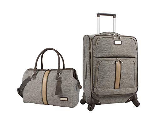 Nicole Miller Cameron Collection Expandable 2 Piece Luggage Set Spinner (One Size, Cameron Tan)