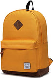 Vaschy Unisex Classic Water Resistant School Backpack Bookbag for College Fits 14Inch Laptop Yellow