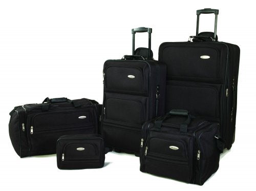 Skyline Softside Checked Spinner 5pc Luggage Set - Black