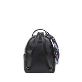 Cloe Knitted-like Backpack with Floral Print Scarf in Black Color