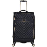 Kenneth Cole Reaction Women's Chelsea Luggage Chevron Softside 8-Wheel Spinner Expandable Suitcase Collection, Black, 24-Inch Checked