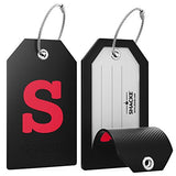 Initial Luggage Tag With Full Privacy Cover And Stainless Steel Loop (Black) (S)