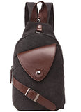 Zuolunduo Mini Backpack Casual Canvas Chest Bag Sling Shoulder Bag Rucksack M8639Xk,Black