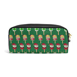 MNSRUU Leathe Cosmetic Makeup Bag Large Capacity Pen Pencil Case Coin Purse Pouch for Girls, Women,Christmas Candies Ice Cream Decorated Santa Claus Tre Girl Reindeer On Green