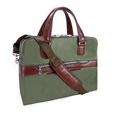 McKlein, N Series, Hartford, Nano Tech-Light Nylon with Leather Trim, Nylon Dual Compartment Briefcase, Green (18581)