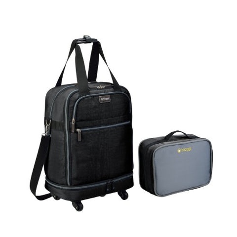 Biaggi Zipsak Micro Fold Spinner Carry-On Suitcase - 22-Inch Luggage - As Seen on Shark Tank - Black