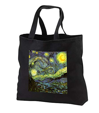 VintageChest – Masterpieces - van Gogh - Starry Night - Tote Bags - Black Tote Bag JUMBO 20w x