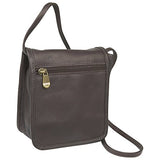 Ledonne Unisex Adult Leather Mini Full Flap Handbag, Cafe, Small