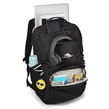 High Sierra Swoop SG Kids College School Backpack Book Bag Travel Laptop Bag with Drop Protection Pocket, Tablet Sleeve, and 360 Reflectivity, Black