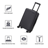 GoPenguin Luggage, Carry On Luggage with Spinner Wheels, Hardshell Suitcase for Travel with Built in TSA Lock Black