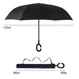 Amago Inverted Umbrella - Reverse Double Layer Long Umbrella, C-Shape Handle & Self-Stand To