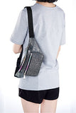Festival Rave 80s Holographic Black Gravel Fanny Pack Waist Belt Bag For Women, Girls (Black