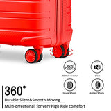 JOYWAY 3 Pcs Luggage Set Hardside Lightweight Spinner Suitcase with TSA Lock… (red)
