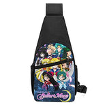 Sai-lor Mo-on Chest Bag Casual Sling Backpack Hiking Daypack Convertible Shoulder Pack