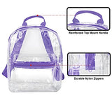 Water Resistant Clear Mini Backpacks for School, Beach - Stadium Approved Bag with Adjustable Straps (Purple)