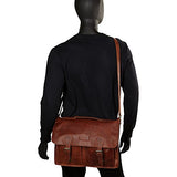 Sharo Leather Bags Soft Leather Laptop Messenger Bag And Brief (Dark Brown)
