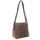 Piel Leather Top-Zip Handbag/Shoulder Bag, Toffee