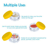 Houseables Sample Containers, 3 Gram Jars, 3 mL, 50 Pk, Yellow, BPA Free Plastic, Cosmetic Jar w/Lids, Screw Cap, Round Pot, 3g Empty Container, Small, Tiny, Tester Bottle, Make Up, Eye Shadow, Nails