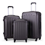 JAXPETY 3 Pcs Luggage Coded Lock Travel Set Bag ABS+PC Trolley Suitcase Deep GREY