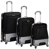 Rockland Luggage Rome Polycarbonate 3 Piece Luggage Set, Black, One Size