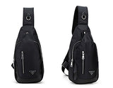 New Nylon Sling Bag Chest Pack Outdoor Riding Backpack Cross-body Bag (black)