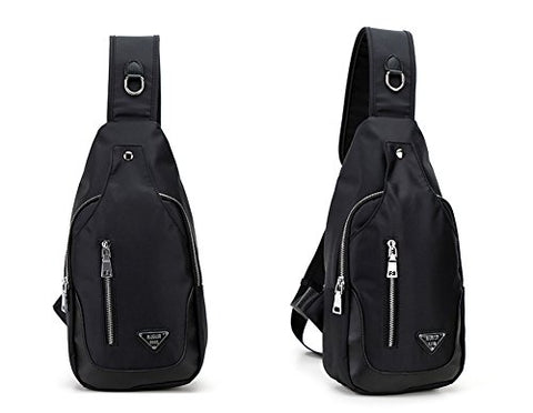 New Nylon Sling Bag Chest Pack Outdoor Riding Backpack Cross-body Bag (black)