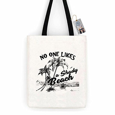 No One Likes Shady Beach Funny Summer Cotton Canvas Tote Bag Carry All Day Bag