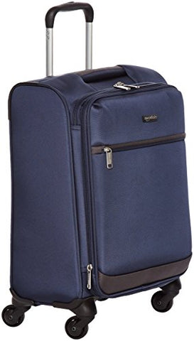 AmazonBasics Softside Spinner Luggage - 21-inch, Carry-on/Cabin Size, Navy Blue