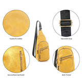 EMPERIA Faux Leather Small Sling Backpack Multipurpose Chest Bag Hiking Travel Daypack Rushsack Outdoor Mustard