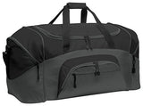 Port & Company Color Block Sport Zipper Duffel Bag_Black/Dark Charcoal_Osfa