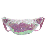 Aibearty Kids Glitter Reversible Sequin Fanny Pack Letter Print Waist Bag