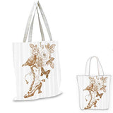 Victorian Decor canvas messenger bag Nostalgic Boots with Roses Butterfly and Bird British Trend