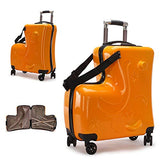 LYNICESHOP 20" Kids Suitcase Luggage Kids Ride On Suitcase Children travel suitcase with Sturdy Spinner Wheels, Good Idea for Kids School Suitcase Increase Travel Fun—Orange
