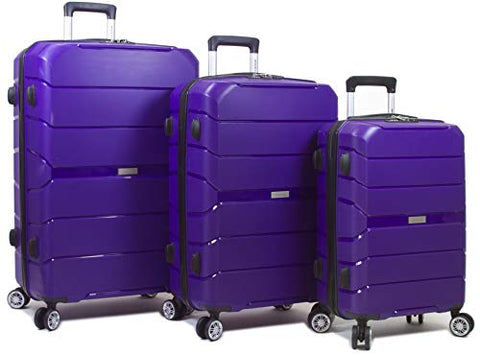 Dejuno Ark 3-Piece Lightweight Hardside Spinner Luggage Set-Purple