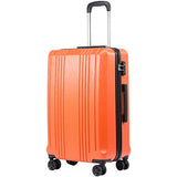 Coolife Luggage Expandable(only 28") Suitcase PC+ABS with TSA Lock Spinner 20in 24in 28in (orange, M(24IN))