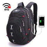 Swissdigital Pixel Travel Laptop Backpack-Laptops Backpack with USB Charging Port Smart Bag with RFID for Men & Women School Computer Bags Fits 15.6" Laptop and Notebook, Black SD-857
