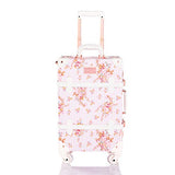 COTRUNKAGE Vintage Travel Luggage Trunk Women Suitcase (Pink Floral, 22")