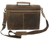 Leather Laptop Messenger Bag Vintage Briefcase Satchel for Men and Women- 16 Inch by Vintage
