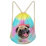 Bigcardesigns Drawstring Backpack Cool Pug Dog Gym Bag lightweight Sackpack