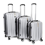 Deco Gear Travel Elite Series - 3 Piece Hardside Spinner Luggage Set (Silver)(20",24",28")