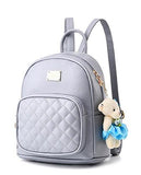 Mogor Women Leather Backpack Purse Satchel School Bags Knapsack For College Grey