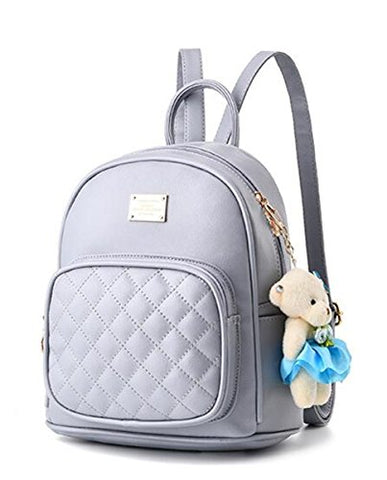 Mogor Women Leather Backpack Purse Satchel School Bags Knapsack For College Grey
