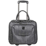 Kenneth Cole Reaction Women's Casual Fling Pebbled Faux Leather 16" Laptop Business Travel Tote, Charcoal, Wheeled Carry